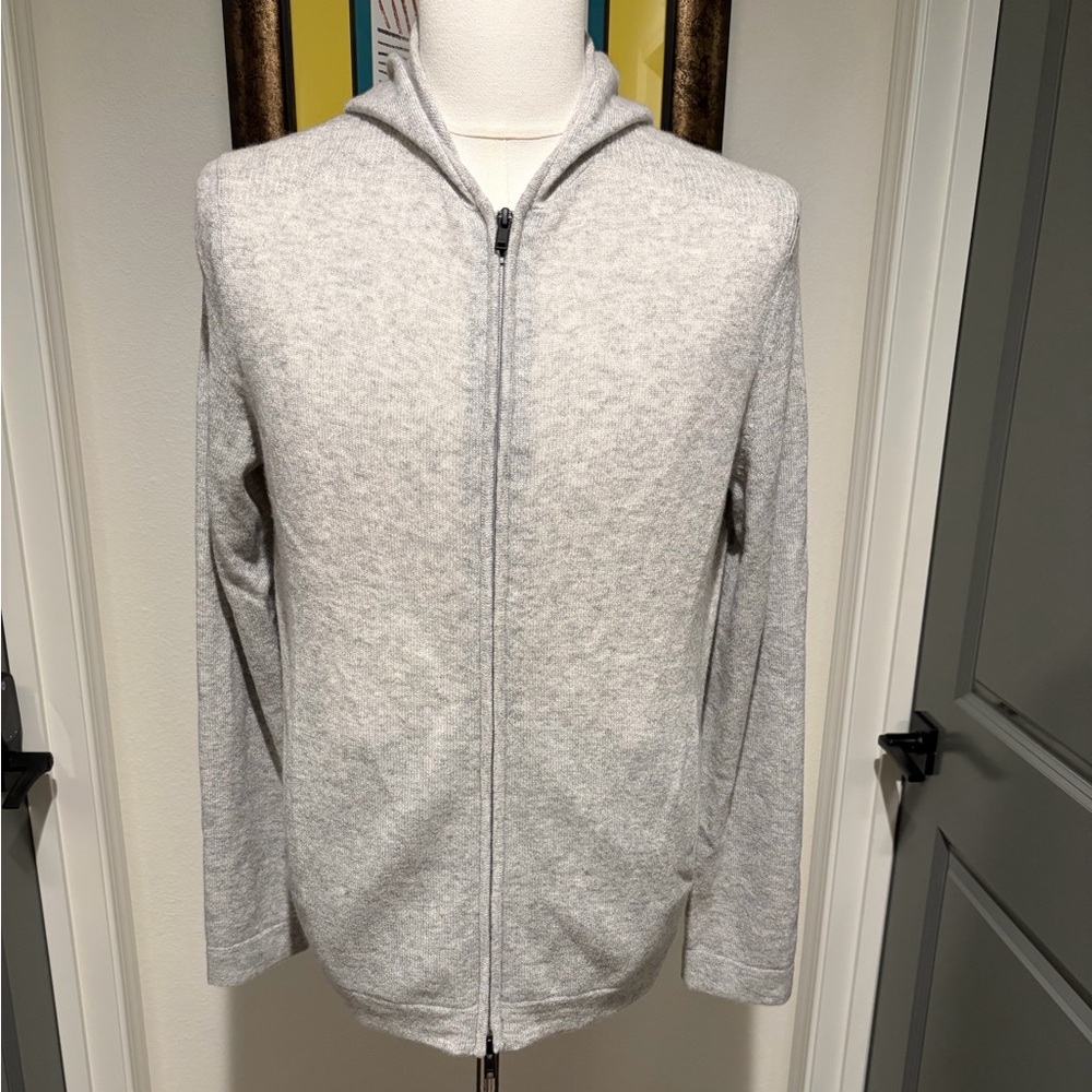Theory Light Weight Gray Men's Cashmere Sweater with Hood